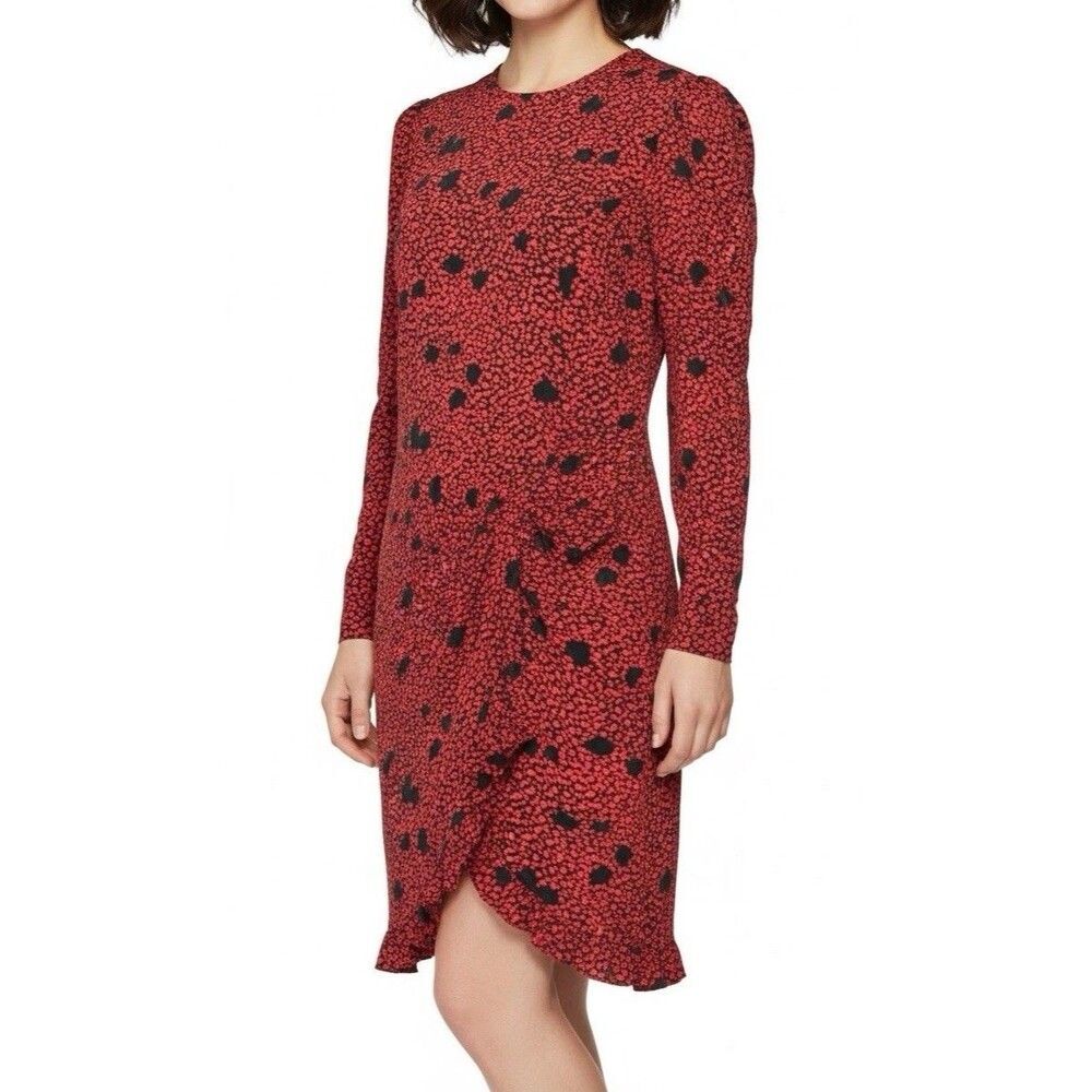 ESCADA Margaretha Ley Dress Leopard Print Red Black Size 8 Vintage Midi Germany